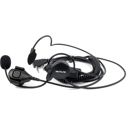 Retevis Behind Head Walkie Talkie Headset, for RT22/RT68/RT21/H777/RT68H | with Boom Mic, Compatible with Pxton, Baofeng, Kenwood Walkie Talkie, Two Way Radio Headset with Finger PTT(1 Pack)