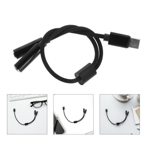 Veemoon USB C to Headphone and Microphone Adapter Dual Headphone Splitter for PC and Gaming Devices High-Fidelity Audio Output with Sound Sturdy Plastic and Metal Construction