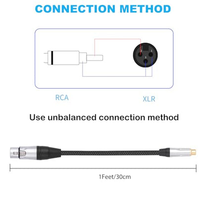 2Pack 1FT RCA Female to 3Pin XLR Female Balanced to Unbalanced Audio Cable;Balanced XLR to Unbalanced RCA Cable for Power Amplifier, Mixer, Audio Player - color: RCA F To XLR F