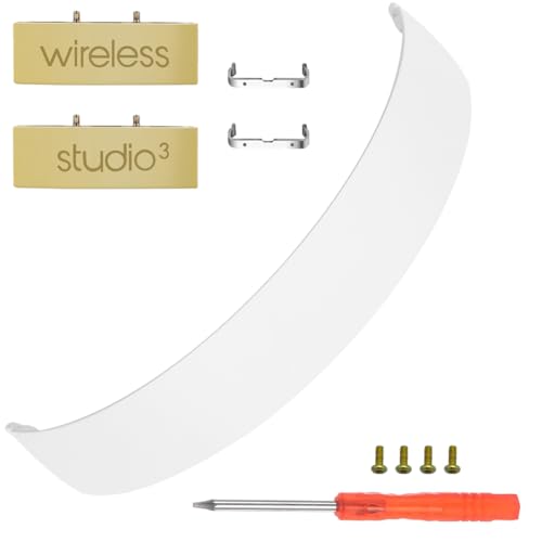 Beat Studio 3 Replacement Headband and Hinge Same as the OEM Arch Band + Hinges Parts Replacement for Beats Studio3/A1914, Studio 2 Wired/Wireless (B0500/B0501), Studio Pro/A2924 Headphones (White) - color: White
