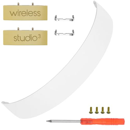 Beat Studio 3 Replacement Headband and Hinge Same as the OEM Arch Band + Hinges Parts Replacement for Beats Studio3/A1914, Studio 2 Wired/Wireless (B0500/B0501), Studio Pro/A2924 Headphones (White) - color: White