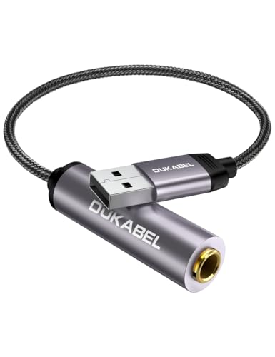 DUKABEL USB to 1/4 Headphone Adapter for Audio Transmission -30CM | USB to 6.35mm, Audio Transmission, No Recording, for Laptop, PC, Amplifiers, Mixers, 6.35mm Headphones - size: 30CM, style: USB A Male to 6.35mm Female
