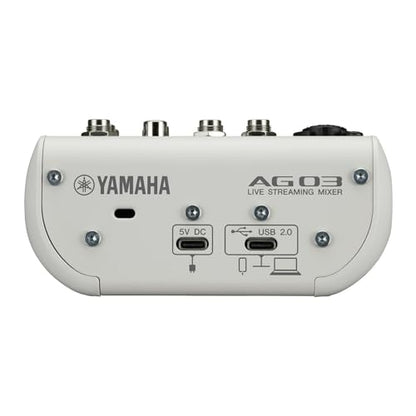 Yamaha AG03MK2 White 6-Channel Live Streaming Loopback Mixer/USB Interface with Steinberg Software Suite | Steinberg Software Suite - color: White, style: AG03 MK2