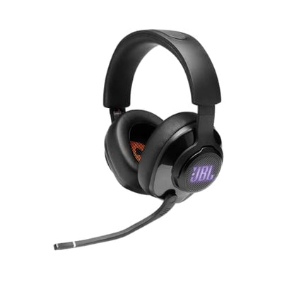 JBL Quantum 400 - Wired over-ear gaming headset with game-chat balance dial, JBL QuantumSURROUND and DTS, Voice focus directional flip-up mic and memory foam ear cushions (Black) - size: One Size