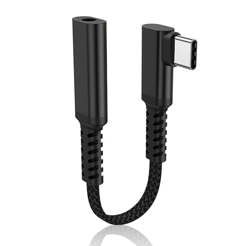 90 Degree USB C to 3.5mm Headphone Cable,90 Degree Type C Male to 3.5mm Female Aux Audio Dongle Converter,for Devices with Type-C Interface (C) - style: C