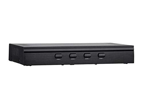 Monoprice SS-4 Premium 4 Channel Speaker Selector, with Impedance Protection, Supports 12-16 AWG Speaker Wire, Individual Zone On/Off Buttons, 138157, Black
