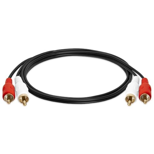 Cmple - 2 RCA Cables 3ft Dual RCA Male to Male Stereo Audio Speaker Cable Red and White Plugs Cord for Subwoofer, Audio Mixer, Amplifier, Car Stereo, Marine Audio - Black - size: 3FT