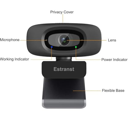 2K Quad HD Webcam with Privacy Cover & Noise-Canceling Microphone & USB C Adapter, Video Web Streaming Camera for PC Computer Desktop Laptop Mac Zoom Teams &More, 2pcs Cable Organizer - style: Webcam + 2pcs Cable Organizer