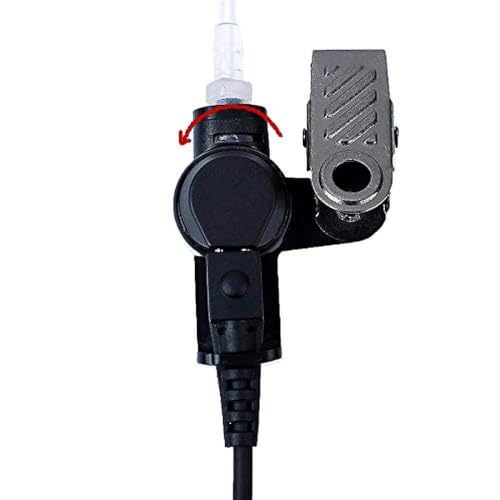 2-Wire Acoustic Tube Earpiece/Headset with PTT and Mic Surveillance Kit for Motorola Walkie Talkie CP200 CLS1110 CLS1413 CLS1450 Radio - color: Black - 1 Pack