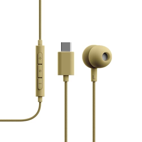 Sudio V3 Essential Wired Earbuds | in Ear Headphones with Cable and USB-C Connector | Tangle-Resistant Braided Cable | Built-in Microphone | IPX4 Water Resistant | No Charging Needed | (Yellow) - color: Yellow