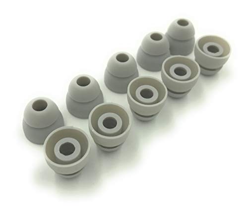 5 Pairs of Double Flange Replacement Earbud Tips fit Powerbeats, LG, Symphonized, iFrogz, Mpow, Skullcandy, Panasonic Headphones (Grey) - color: Grey