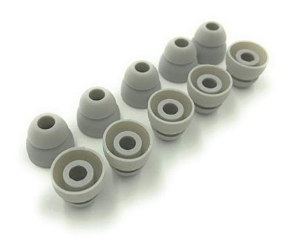 5 Pairs of Double Flange Replacement Earbud Tips fit Powerbeats, LG, Symphonized, iFrogz, Mpow, Skullcandy, Panasonic Headphones (Grey) - color: Grey
