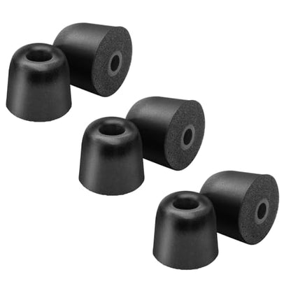 Klowcok Foam Ear Tips Replacement for Shure SE215 SE425 SE535 SE846, Medium | IEM Monitor Tips, Memory Foam Earbud Tips Compatible with Aonic4 Aonic5 Earphones, Noise Isolation, 3 Pairs, Black - size: Medium