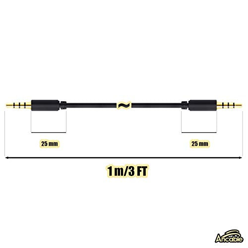 3.5mm TRRS AUX Cable, Ancable 3 Ft Cord 3.5mm Screen-to-Screen Audio and Video AV AUX Cable for Insignia Dual Screen Portable DVD Player - size: 3-Feet