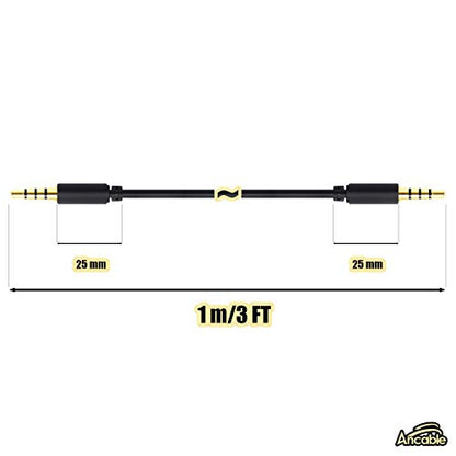 3.5mm TRRS AUX Cable, Ancable 3 Ft Cord 3.5mm Screen-to-Screen Audio and Video AV AUX Cable for Insignia Dual Screen Portable DVD Player - size: 3-Feet