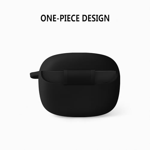 Geiomoo Silicone Case for JBL Tune Buds 2, Soft Flexible Scratch Resistant Protective Cover with Carabiner (Black) - color: Black