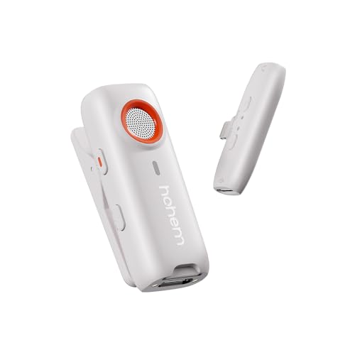 hohem MIC-01 Wireless Lavalier Lapel Microphone for iOS,with DSP Noise Cancellation,MFi Certified,Remote Control,TF Card Slot,20H Run-Time Wireless Microphones for Smartphone/Camera/Laptop/Tablet - color: White, style: 2TX+1RX+Charging Case for IOS