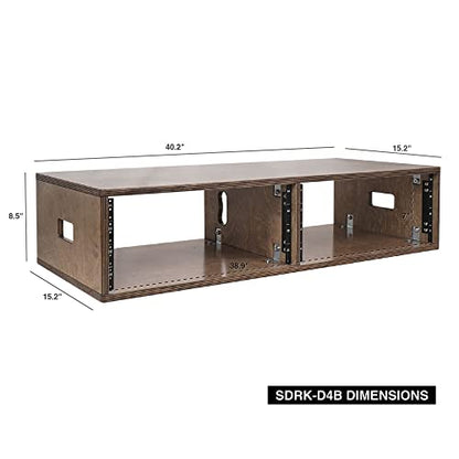 Sound Town DIY 2 x 4U Studio Rack with Baltic Birch Plywood, Weathered Brown for Recording Room, Home Studio (SDRK-D4B) - size: 2 x 4U, Weathered Brown