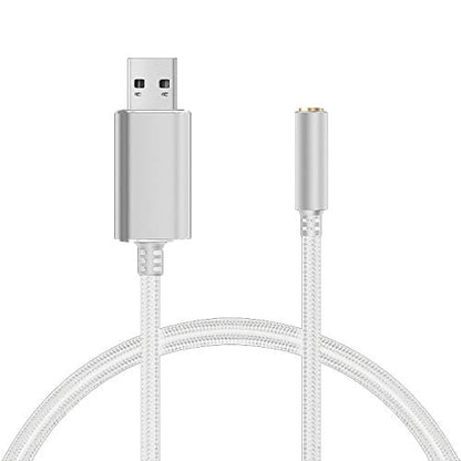 USB to 3.5mm Headphone and Microphone Jack Audio Adapter with 3.5mm Combo Aux Stereo Converter for Headset Mac PS4 PC Laptop Desktops External Sound Card Audio for Windows (100cm, White) - color: white