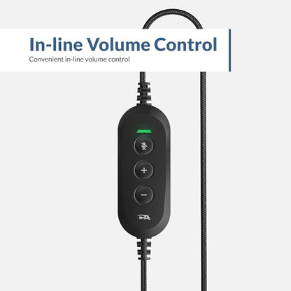Cyber Acoustics AC-5008A USB-A Headset with in-Line Volume Control | Wired USB Headphones with Mic, In-Line Volume and Mute Controls, Classroom or Home, Made with 60% Recycled Plastic - size: 1 Pack