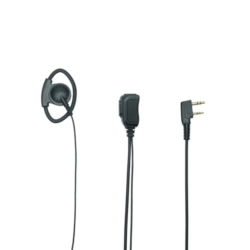 Walkie Talkie Earpiece with mic Ptt Headset Compatible with Walkie Talkie Brands Baofeng,Kenwood,Puxing,Wouxun 2 Way Radio 2 pin D Shape Accessories,2 Pack