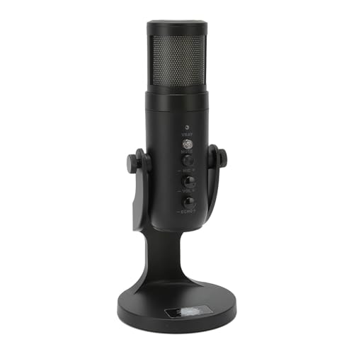 USB Condenser Microphone with RGB Light, Recording Microphone for Laptop PC iOS, 360 Degree Rotatable Computer Microphone with Live Monitoring and Noise Reduction