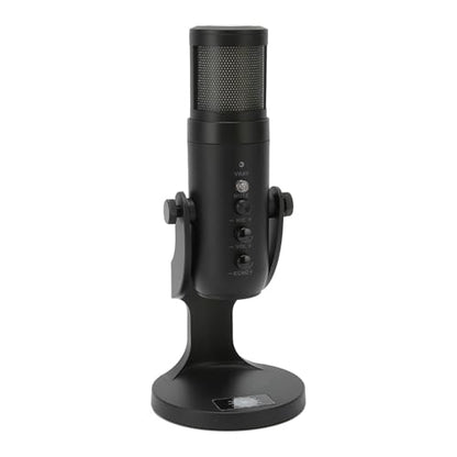 USB Condenser Microphone with RGB Light, Recording Microphone for Laptop PC iOS, 360 Degree Rotatable Computer Microphone with Live Monitoring and Noise Reduction