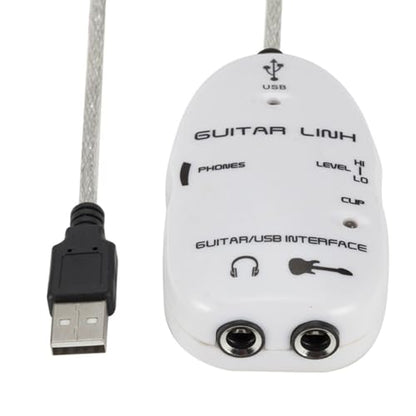 Walfront Guitar USB Audio Interface Adapter Recorder for PC with Stereo Headphone Output USB Powered for Monitoring with Active Monitor Speakers (White)