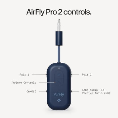 Twelve South AirFly Pro 2, Bluetooth Adapter, Pair 2 AirPods, Coastal Blue | Pair 2 AirPods or Wireless Headphones – 3.5mm AUX Bluetooth Transmitter and Receiver for Cars, Boats, Treadmills, TVs & More - color: Coastal Blue, style: AirFly Pro 2