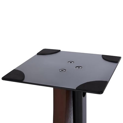 EXIMUS One Pair Fixed Height Universal Speaker Floor Stands with Real Wood - Espresso - 290 Series