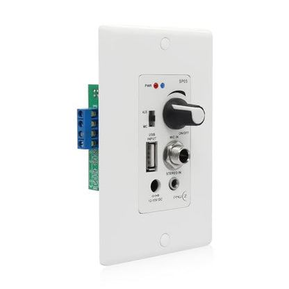 in Wall Audio Control Amplifier Receiver Compatible with Bluetooth 2 Channel Wall Plate with USB Microphone Aux (3.5mm) Input 120W for Sound Systems Home Theater Integration