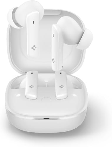 Spigen True Wireless Earbuds, Active Noise Cancellation Bluetooth Earbuds | 30H Playtime, EQ Customizing App, 6 Mics, Gaming Mode, LCP Graphene Driver - White - color: White