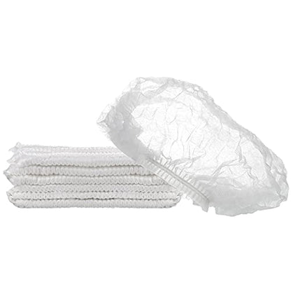 100 Pcs Disposable Nonwoven Bouffant Caps 21 Inch Hair Net Elastic Cap Hair Cover Hats for Beauty Salon Hospital Spa Catering Dust-free Workspace(White) - color: White