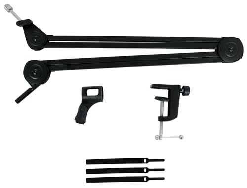 Rockville Microphone Boom Arm Studio Podcast USB Mic Stand+Desk Clamp (30") | USB Mic Stand, Internal Springs, Steel Frame, Aluminum Alloy Clamp, Broadcasting, Fits Desks up to 2" Thick, ABS Mic Clip - size: 30"