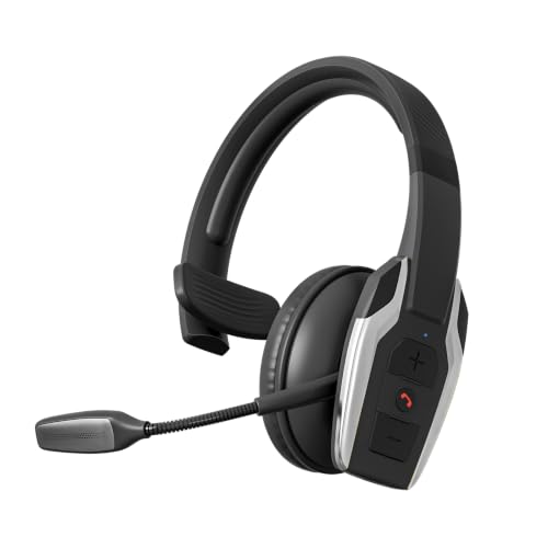 Trucker Bluetooth Headset，Single-Ear Headphone for PC,Call Centre - color: Silver