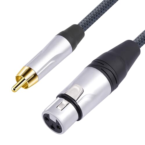 1FT RCA Male to 3Pin XLR Female Audio Cable,Balance XLR Female to RCA Unbalanced Mixer Amplifier Audio Cable,24K Gold-Plated Plug/Heavy-Duty zinc Alloy Shell/Braided Shielded Cable-2 Pack - color: RCA M To XLR F, size: 1FT