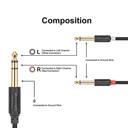 J&D 1/4 Inch TRS to Dual TS Y Cable and 1/8" to Dual 1/4" TS Stereo Cable (6 FT) Bundle