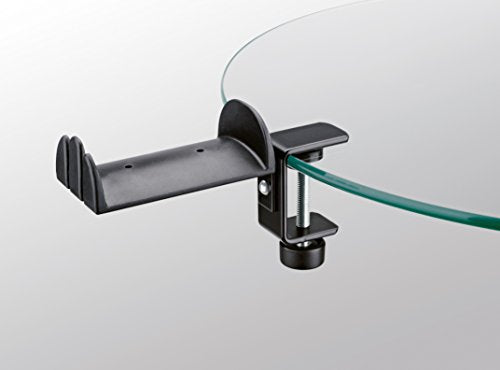 K&M Konig & Meyer 16090.000.55 Headphone Clamp-On Table Holder, Protective Rubber Padded Arm, Table/Shelf Mount, Steel Design, Headset Accessory w/Earbud, Headphone Jack Cable Rack, German Made