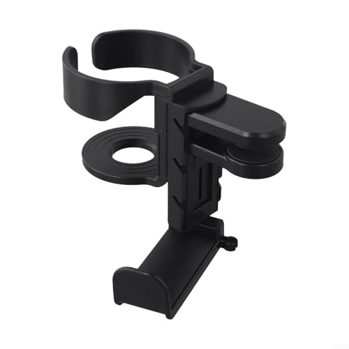 Under Desk Organizer Cup Holder and Headphone Hanger 2 in 1 Adjustable Clamp for a Cleaner Workspace (Black) - color: Black