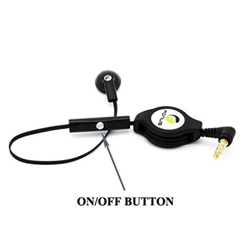 Retractable Mono Earphone for Galaxy A14 5G - Headphone 3.5mm w Mic Headset Handsfree Earbud A7R Compatible with Samsung Galaxy A14 5G