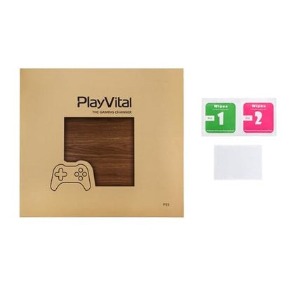 PlayVital Full Set Skin Sticker for ps5 Slim Console Disc Edition (The New Smaller Design), Vinyl Skin Decal Cover for ps5 Controller & Headset & Charging Station & Media Remote - Wood Grain - color: Wood Grain