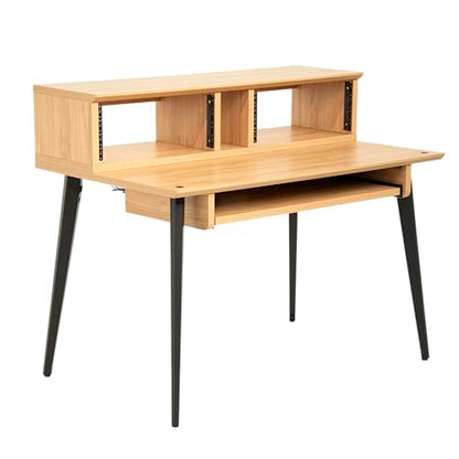 Gator Frameworks Elite Series Studio Desk Workstation with (8U) Adjustable Rack Shelves and Sliding Keyboard Tray; Natural Maple Finish (GFW-ELITEDESK-MPL) - color: Natural Maple, style: Main Desk