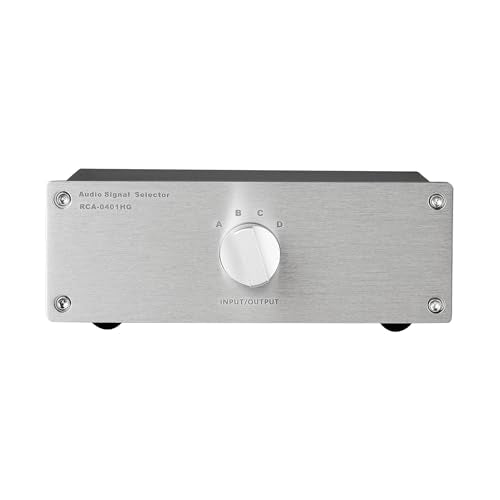 4 to 1 (1 to 4) RCA Audio Signal Switcher, L/R channel Power Amplifier Selector, 1 In and 4 Out Audio Switch, Suitable for CD Players, Radios, Decoders, Power Amplifiers and Active Speakers (RCA 0401)