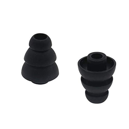 6 Pairs Replacement Triple Flange Conical Ear Tips Earbuds Eartips Silicone Buds for Most in Ear Headphones (Sony Senso Powerbeats Jaybird etc.) Black [S/M/L 3 Size] (3flange Tips 3)