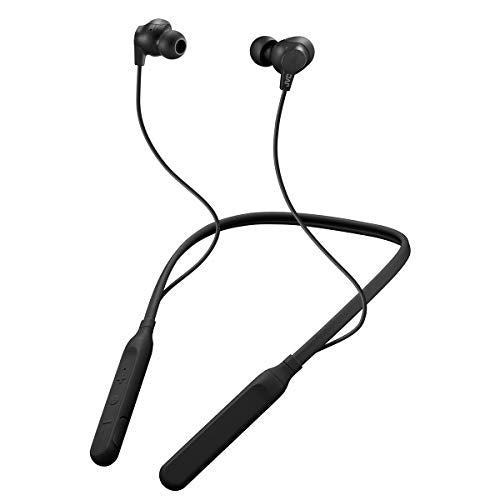 JVC Air Cushion Wireless Earbuds Headphones, Bluetooth 5.0, Water Resistant IPX4, Long Life Battery (up to 24 Hours), 3-Button Remote with mic - HAFX41WB, Black, Medium - color: Black