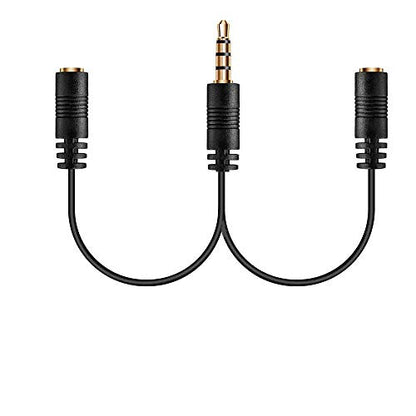 1 TRRS Jack to 2 TRRS Adapter, Splits 1 TRRS Phone/PC Jack into 2 TRRS Jacks for Headphone with Mic Compatible with iPhone, Samsung, PC, Mac, Rode SmartLav+ & Other 4-Pole Devices