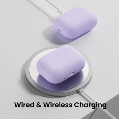 ORNARTO Compatible with AirPods Pro 2 Case 2022, Full Protective Hybrid Silicone for AirPods Pro 2nd Generation Case, Front LED Visible Skin Cover-Pastel Lilac | Hybrid Silicone Rubber, Front LED Visible, Wireless Charging, Skin-Friendly Soft Touch, Anti-