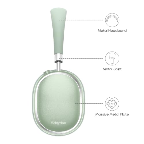 Srhythm NiceComfort 95 Hybrid Noise Cancelling Headphones Wireless | Bluetooth with Transparency,ENC,HD Sound,Slim Headphones Lightweight - color: Mint Green