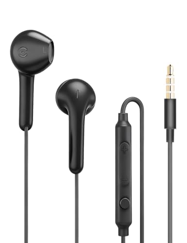 MAS CARNEY Wired Earbuds for Back to School, PC, Work & Study, Zero-Latency | Wired Headphones with 3.5mm Plug, Inline Remote & Volume for iPhone, Laptop, Plane, Travel, Music, iPod, Gaming, Phone Calls - color: Black
