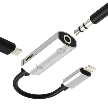 for iPhone Aux Adapter for 14 13 Pro Max Lightning to 3.5mm Headphone Jack (2in1) for Apple Audio Charger Splitter Lighting Connection Auxiliary Earbuds Converter Adaptor Double Cable Car Mfi Dongle